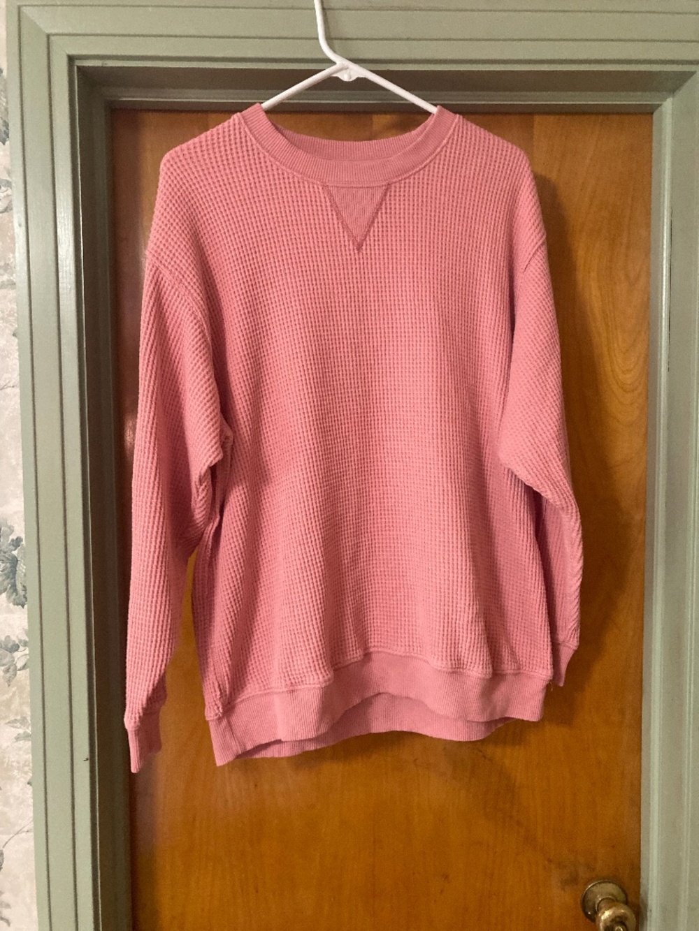 Aerie Pink Waffle Knit Sweatshirt Pullover Size Medium